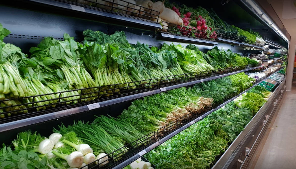 Fresh produce display at City Green